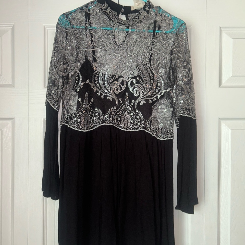 Altar'd State Silver and Black Dress